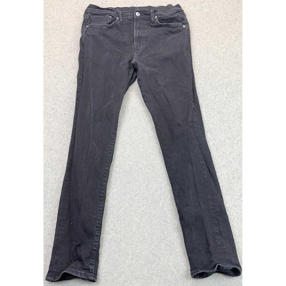 H&M Mens Skinny Jeans Faded Black Flexible Stretch Denim Slim Mid Rise 34x32